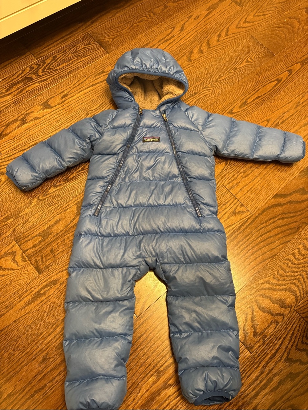Patagonia Infant Hi-Loft Down Sweater™ Bunting Size 6-12 Months Blue Snowsuit
